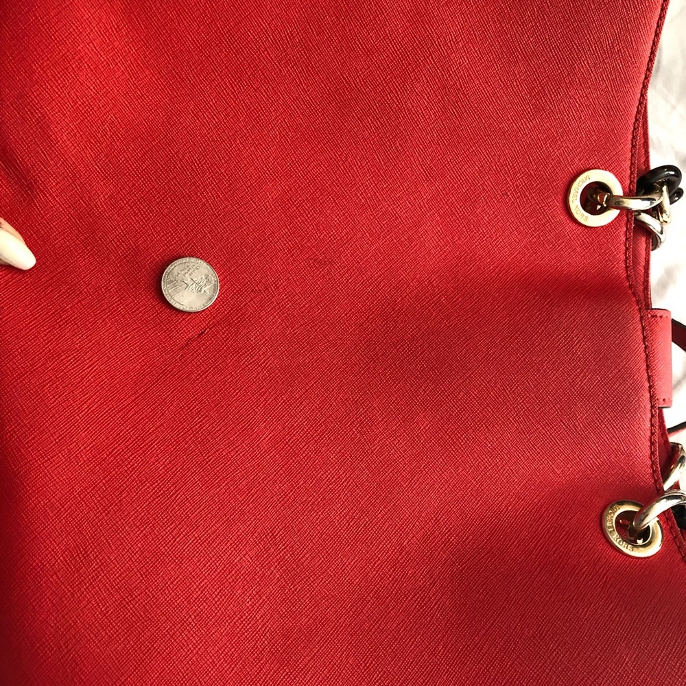 SOLD! Michael Kors Saffiano Red Leather Satchel - Picture 8 of 8